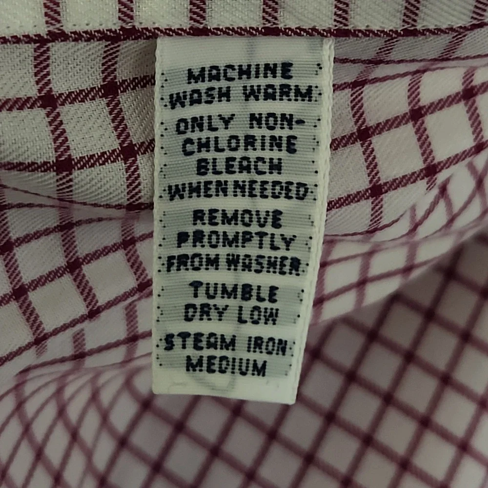 Ralph Lauren Yarmouth Shirt Mens 17.5 34/35‎ White Burgundy Check Button Down